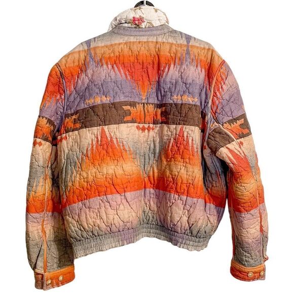 Ralph Lauren Vintage Reversible Quilted Jacket Aztec Floral - Picture 8 of 13